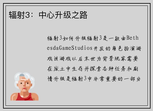 辐射3：中心升级之路